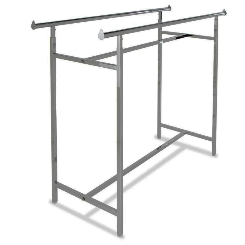 custom.High quality clothes shop space design iron shiny silver 4 ways retail clothing display rack