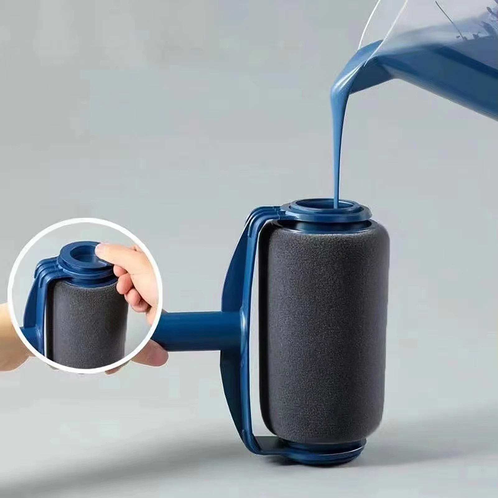 Refillable Paint Roller Brush with Built-in Storage, Durable Plastic Wall Paint Roller, Easy Refill Design for Wall Painting