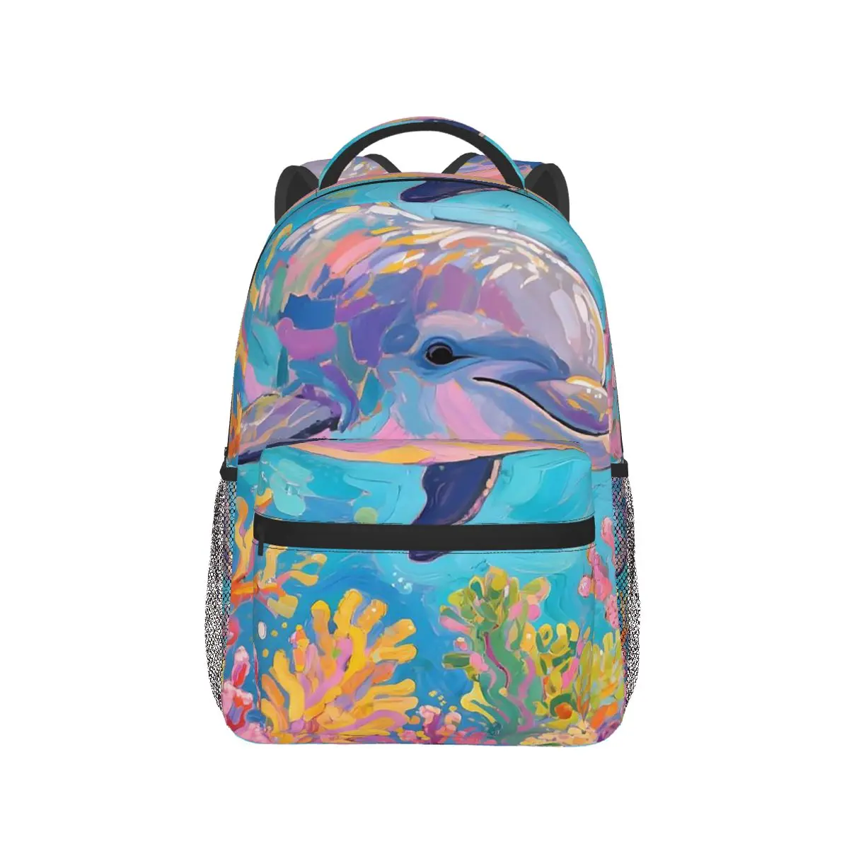 

Dreamy Dolphin In The Deep Sea Backpack Hot Sale Daypack Large Capacity Kids BookBag School Bag Shoulder Bags for Men Women