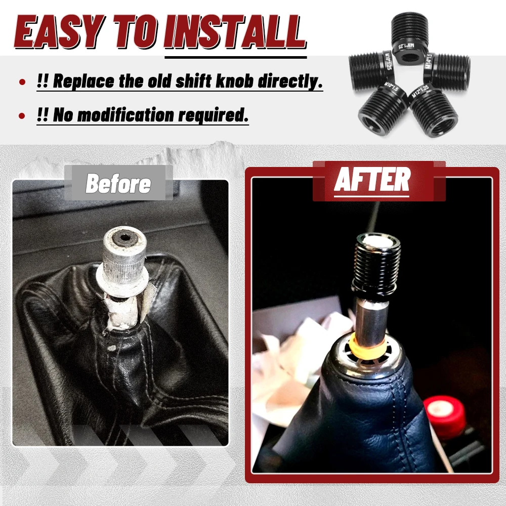 Aluminum Shift Knob Adapter With inside thread M8x1.25/M10x1.25/M10x1.5/M12x1.25/M14x1.5 Shift Knob Accessories