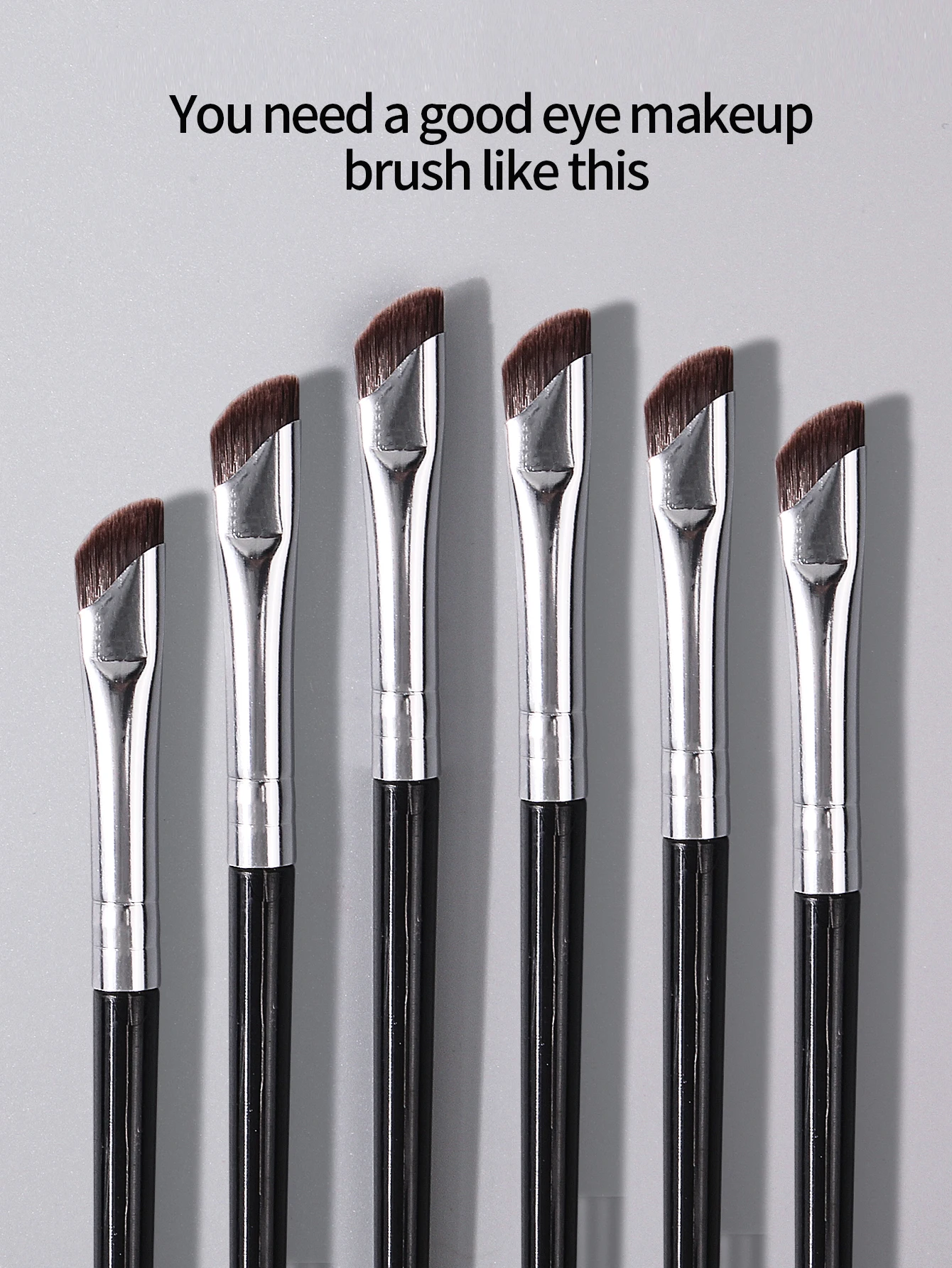 6pcs ultra-thin sickle bevel eyeliner brush, eye corner, eyelid, undereye brush, eyebrow brush, eye makeup brush tool