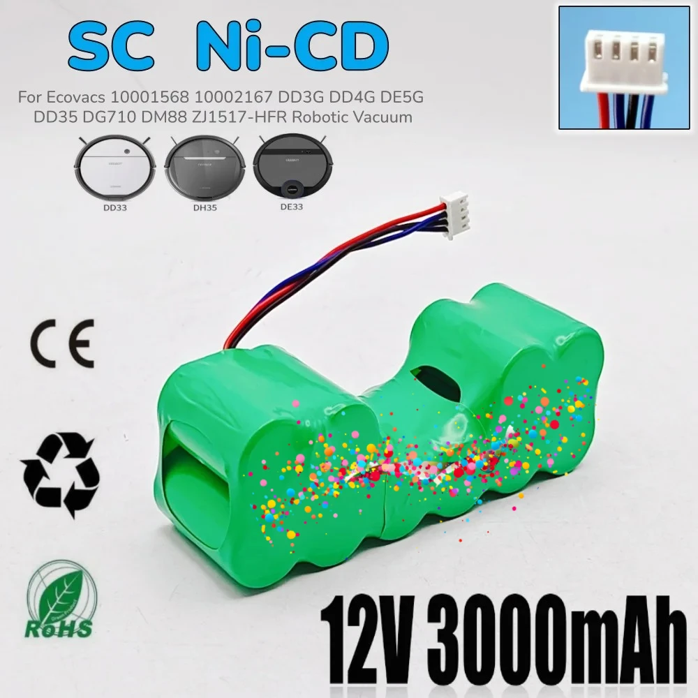 

AIMJIN 12 В Ni-CD 3000 мАч аккумулятор для Ecovacs Deebot DE5G DE55 902 901 610 робот-пылесос аккумуляторные детали аксессуары