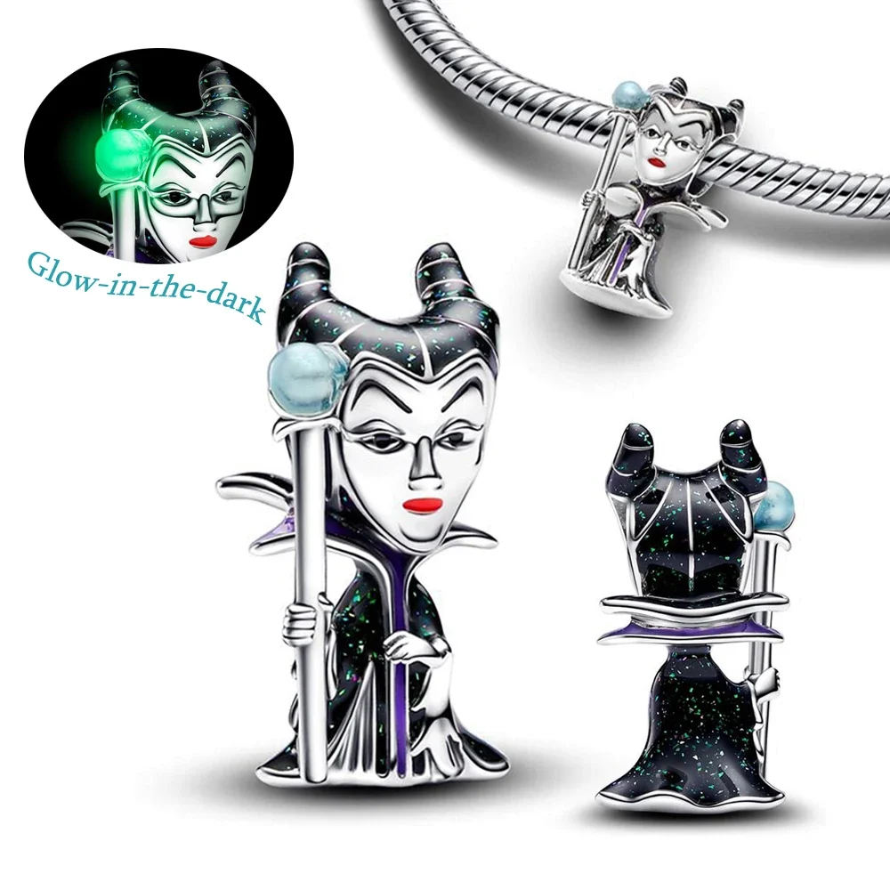 Im Dunkeln leuchtender Schurken Maleficent Charm für Original-Armband, DIY-Frauen-Schmuck, Geschenk, 2024, neue Cartoon-Charakter-Perlen