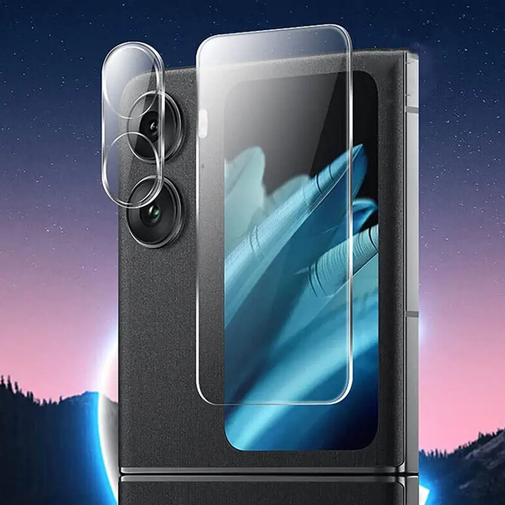 Pelindung lensa kamera, 2 dalam 1 untuk OPPO Find N2 Flip kaca Tempered pelindung layar anti-sidik jari/minyak pelindung noda Fi I7G8