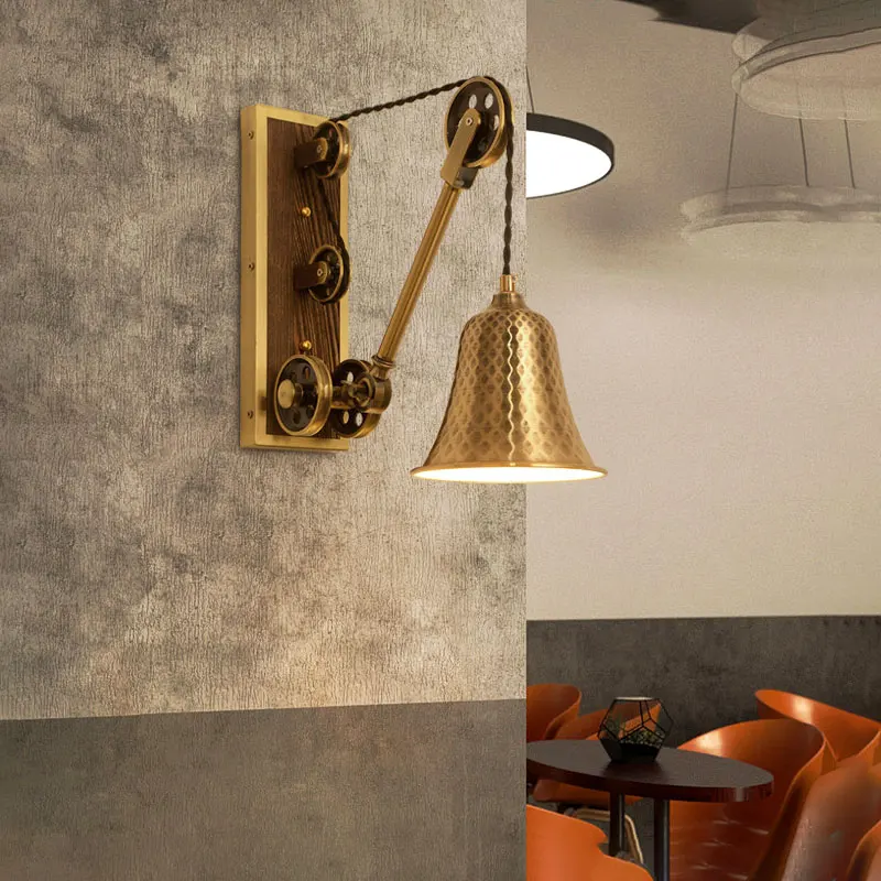 

Loft Industrial Style Retro Wall Lamp Adjustable Iron Pulley Lamp Creative Bar Counter Restaurant Bedroom Corridor Wall Sconce
