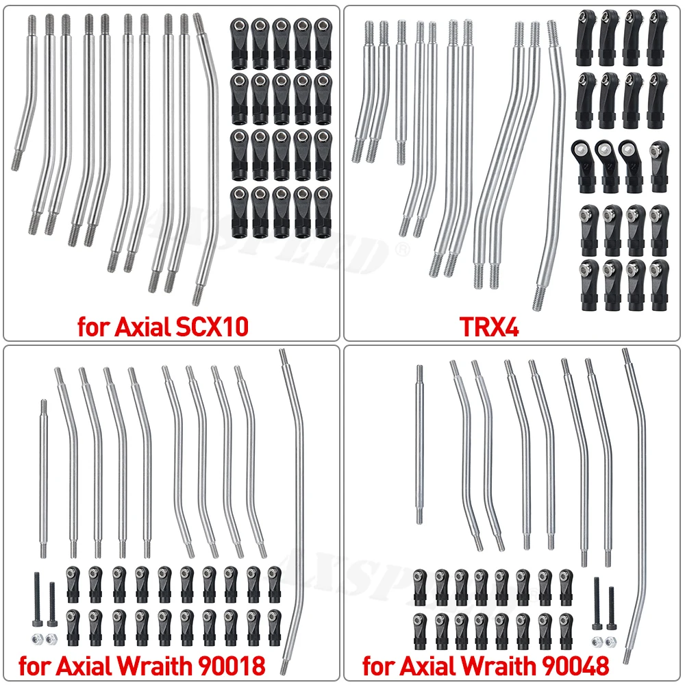 

AXSPEED Stainless Steel Linkage Link Rod and Rod End Kit for 1/10 Axial SCX10 90046 Wraith 90018 90048 TRX4 Parts