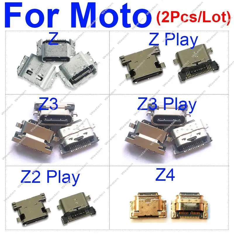 2pcs USB Charging Jack Port Connector Charger Plug Dock For Motorola Moto Z/Z Play/Z3 Play/Z4 XT1650-05 XT1635 Replacement Parts