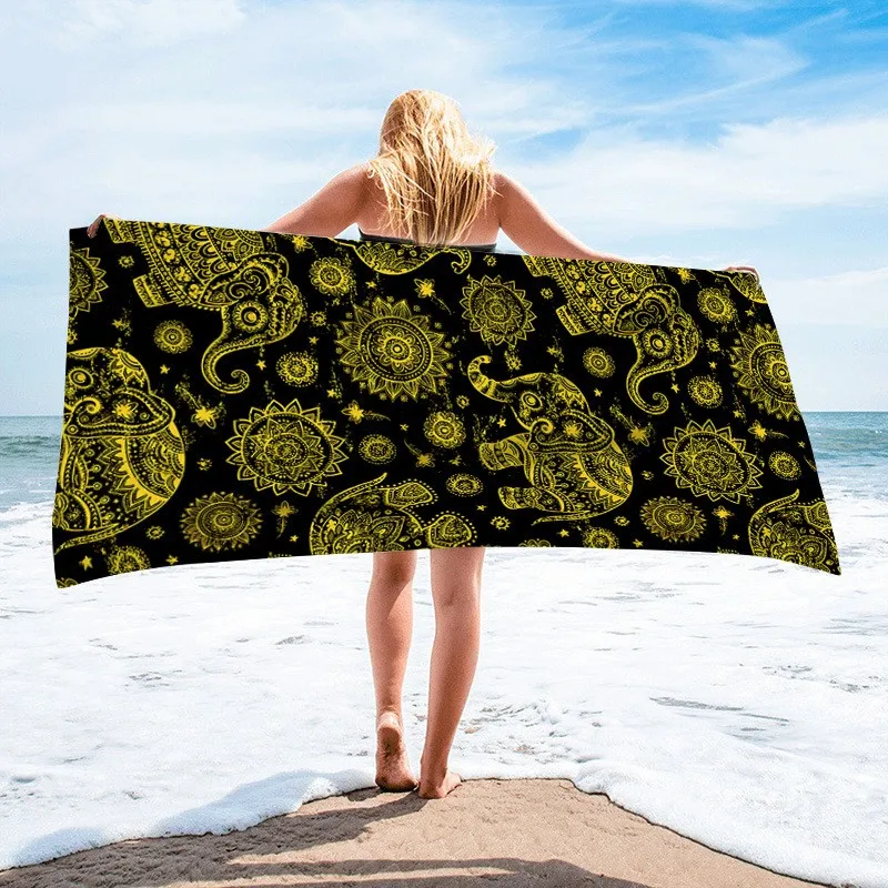 

Golden Oversized Beach Towel Extra Large Big Pool Swim Travel Soft Towels Blanket Bulk for Adult Men Boys Teen Sports Lover