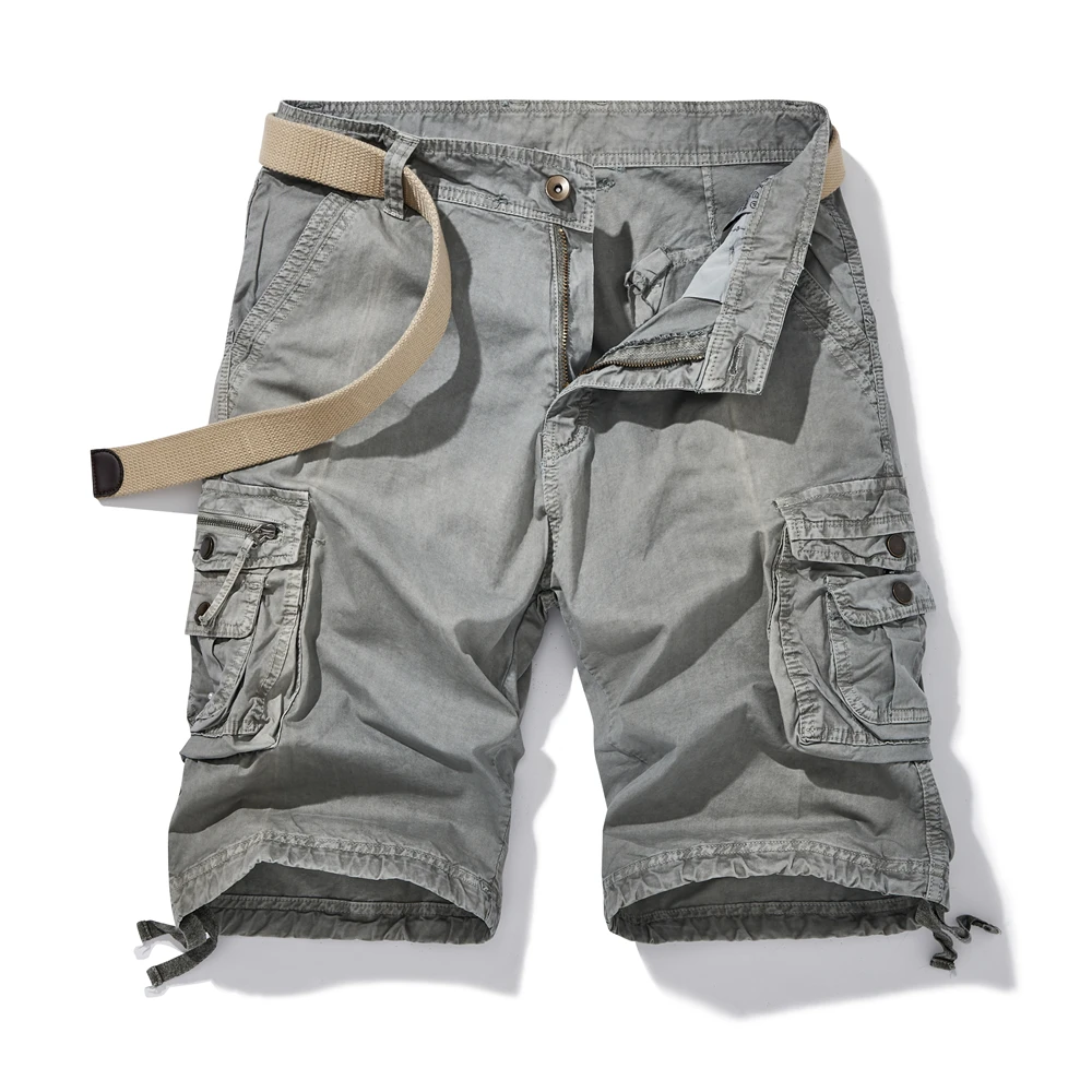 Short cargo en coton pour hommes, vêtements décontractés, couleur unie, bermuda, jogging de plage, multi-poches, livraison directe, été, 2023