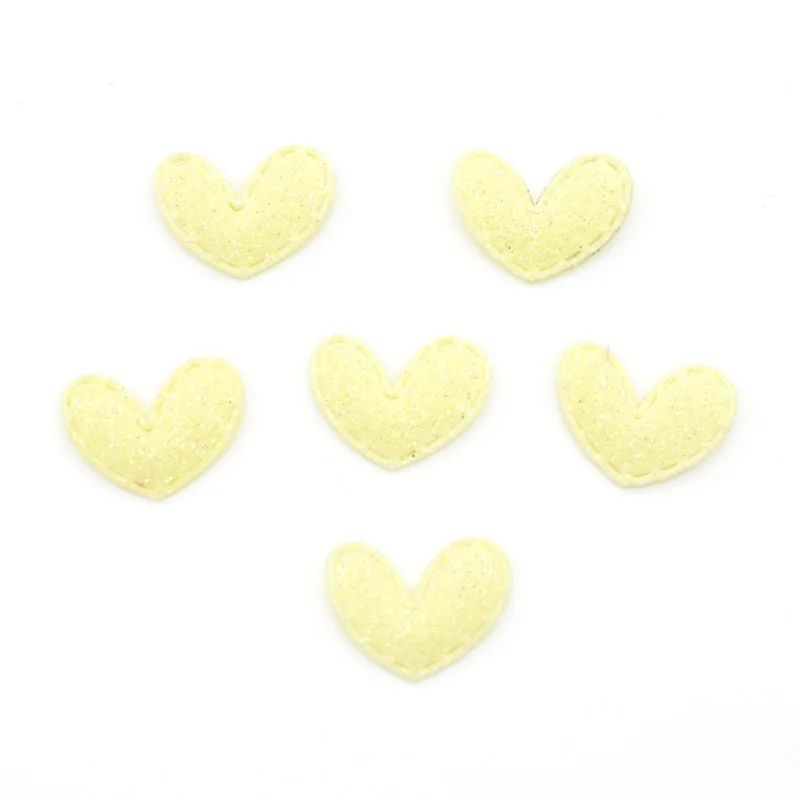 60Pcs Kawaii Glitter Little Heart Patches 2CM Padded Appliques for Clothes Sewing Supplies DIY Craft Decoration