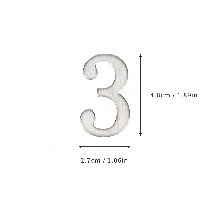 Türnummer aus Aluminiumlegierung mit selbstklebender Rückseite, 5 x 3 cm, silberne Hausnummer, Wohnungstürnummer für den Außenbereich, Hotel, Zuhause, Briefkasten – Detail 9