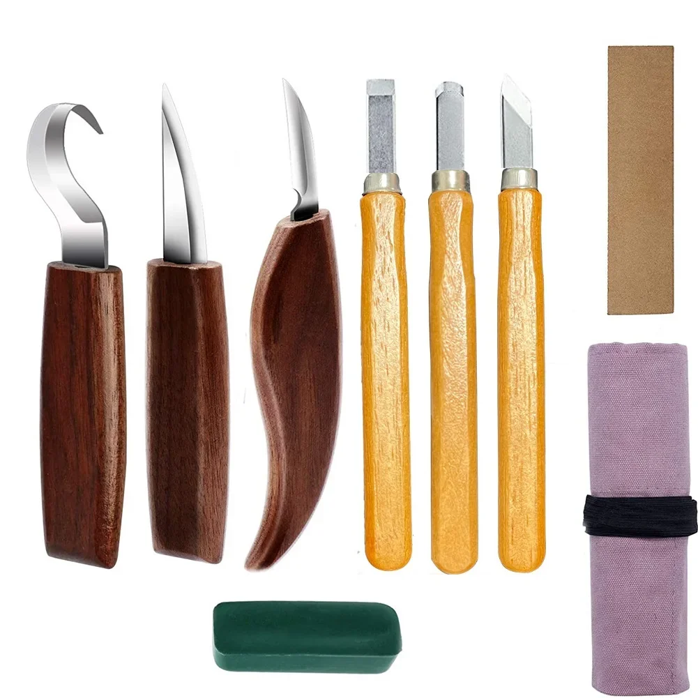 

Allsome Wood Carving Tools, 9 in 1 Wood Chisel Kit with Carving Hook Knife, Whittling Knife, Chip Carving Knife for Beginners