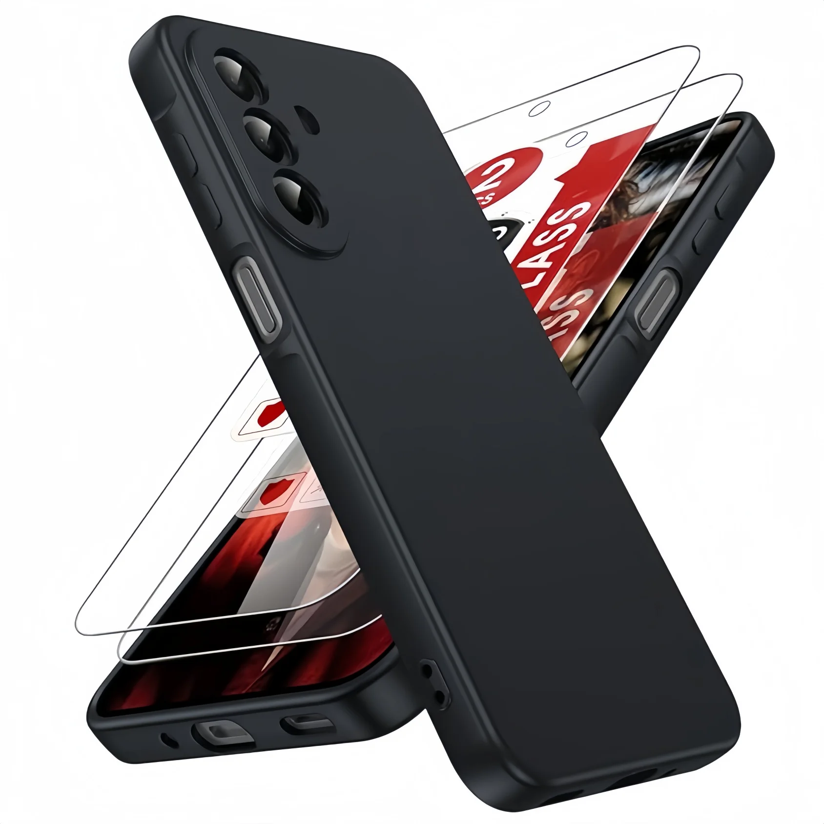 With Screen Protector For Samsung Galaxy A57/A37/A27/A17 5G/4G Case Soft Liquid Silicone Pure Color Shockproof Anti-Scratch