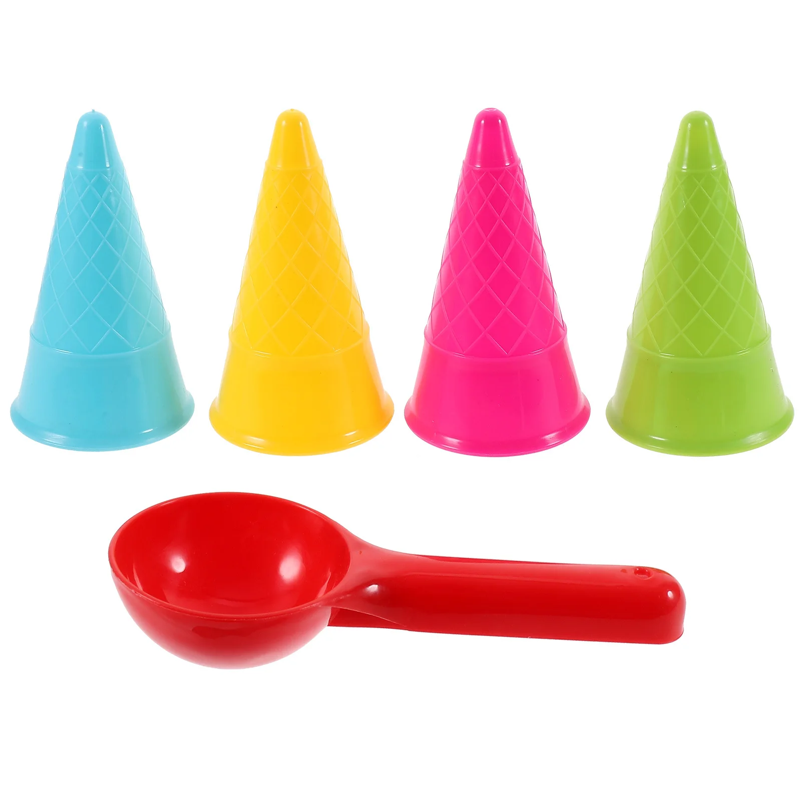 1 Zestaw Form do Piasku Plażowego Plastikowe Stożki do Lodów Łopatka Zestaw do Rzeźbienia w Piasku na Plaży Zabawna Zabawka Plażowa na Zewnątrz Śmieszna Zabawka