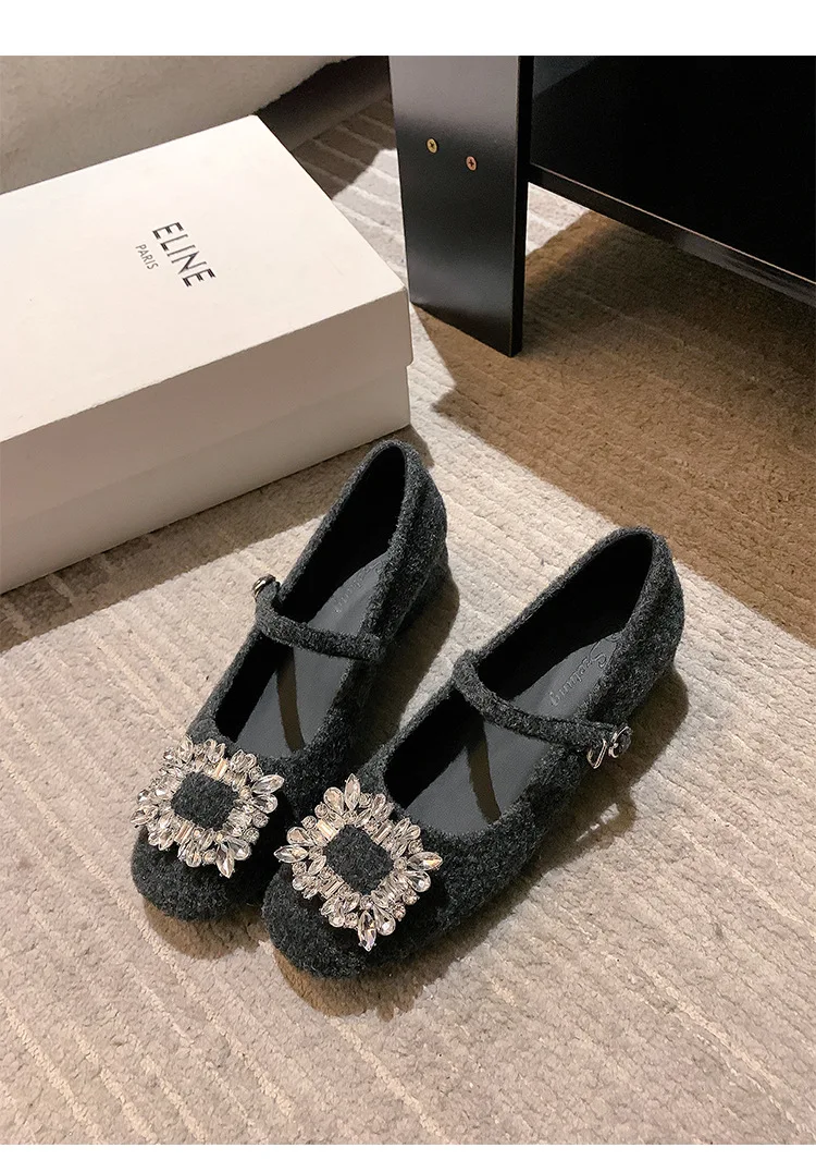 Fashion Women Shoes Woolen Vamp Pumps Beautiful Crystal High Heel Shoes Elegant Party Dress Shoes view 4