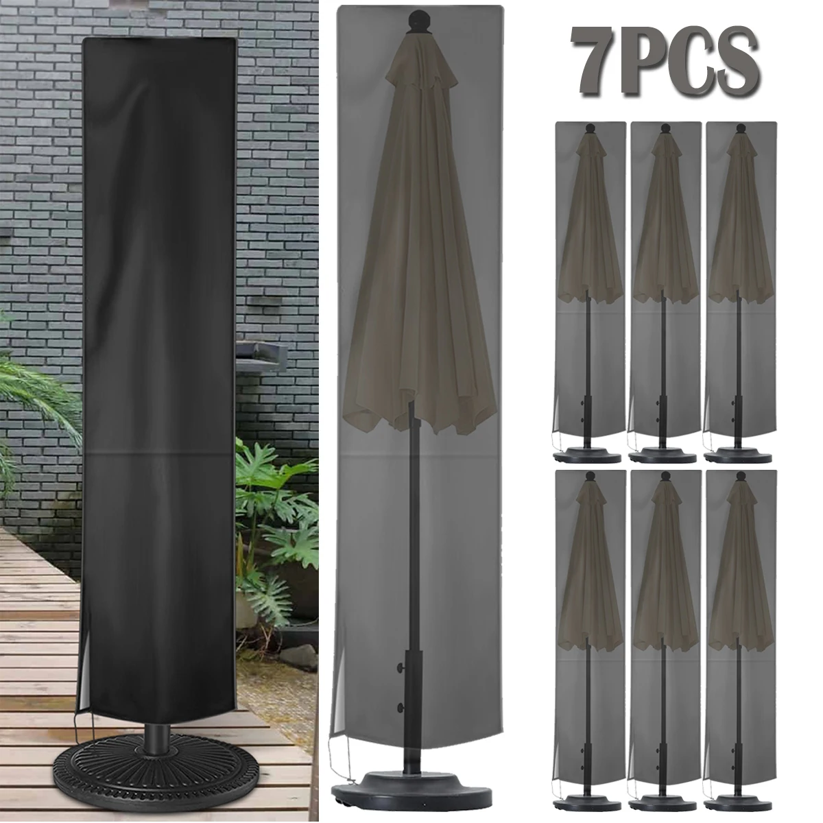 

7PCS/1PCS Umbrella Cover Oxford Fabric Patio Umbrella Covers Waterproof with Zip for Most Cantilever Parasols Garden Outdoor