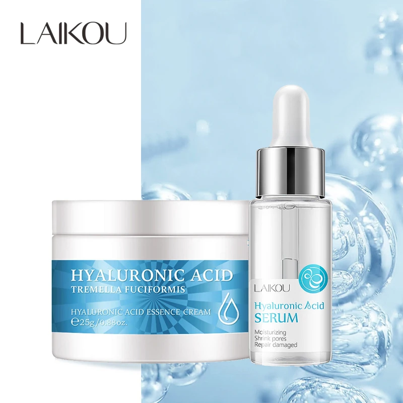 

LAIKOU Hyaluronic Acid Facial Cream Face Serum Moisturizing Nourishing Shrink Pores Anti-aging Repairs Dry Loose Skin Care Set