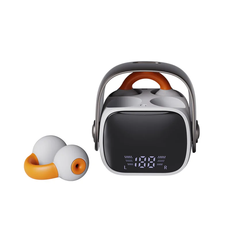 Mini Ear Clip Wireless Earbuds With Digital Display Panoramic Sound Effects Bluetooth 5.3 Smart Touch Earphones For Sports