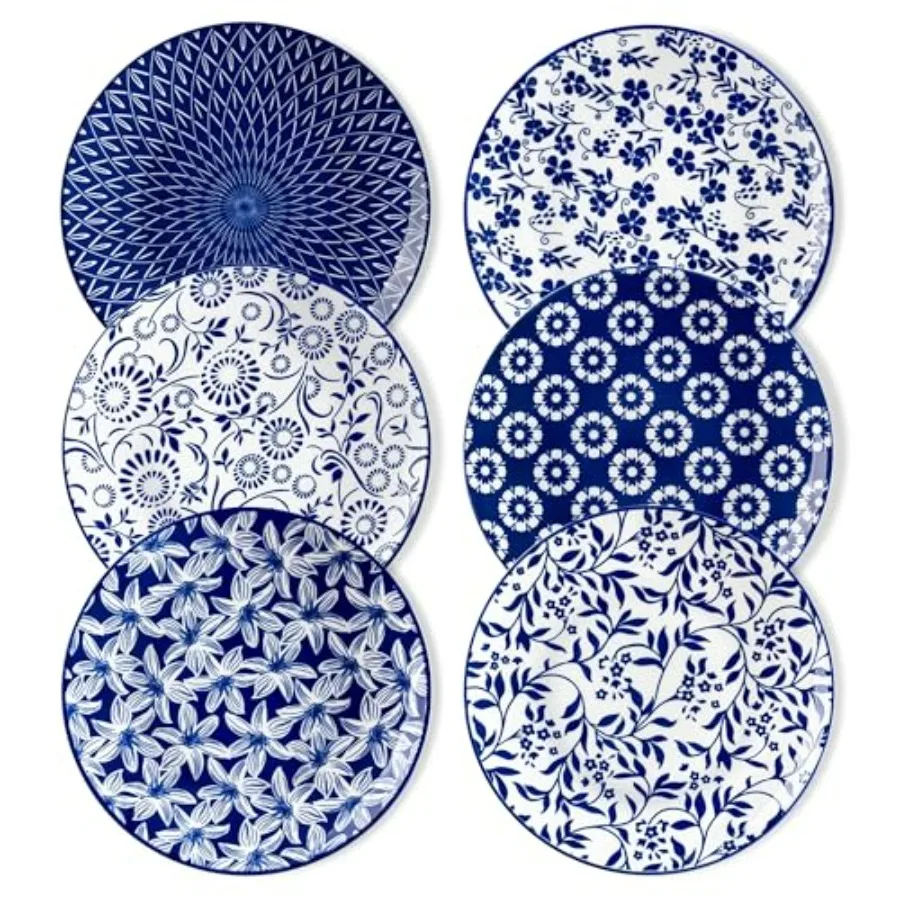 

Ceramic Salad Plates Set of 6, Small Vintage Plate Set of 6 for Kitchen, Porcelain and White Dessert Plates for Kitchen, Microw