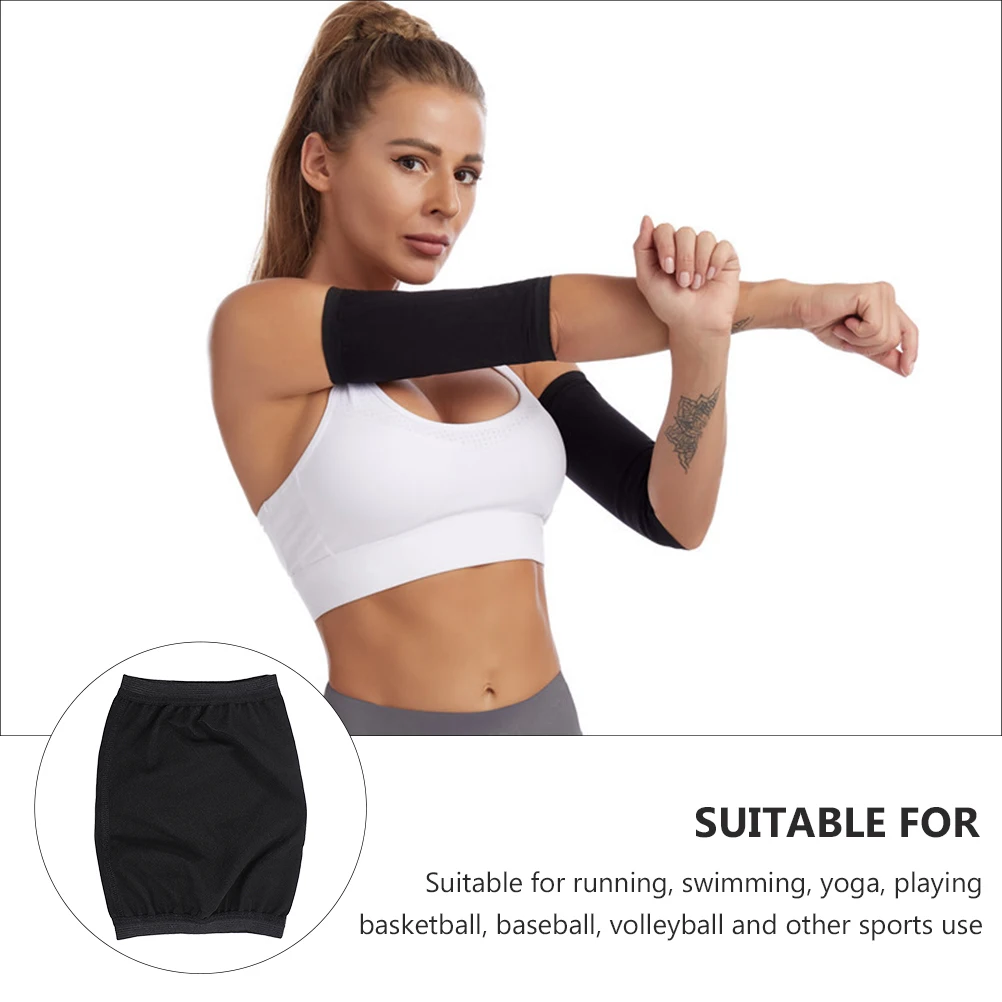 

2pcs Elastic Fat Burning Arm Bands Black Silver Slimming Fitness Armbands Durable Sweat Arm Sleeves For Running Yoga Sports