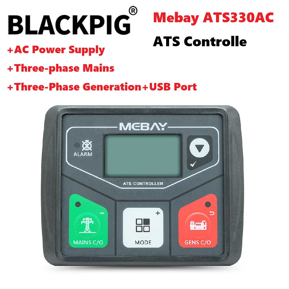 Mebay ATS330AC Generator ATS Controller Automatic Transfer Switch Control Module 3 Phase Mains 3 Phase generation With USB Port