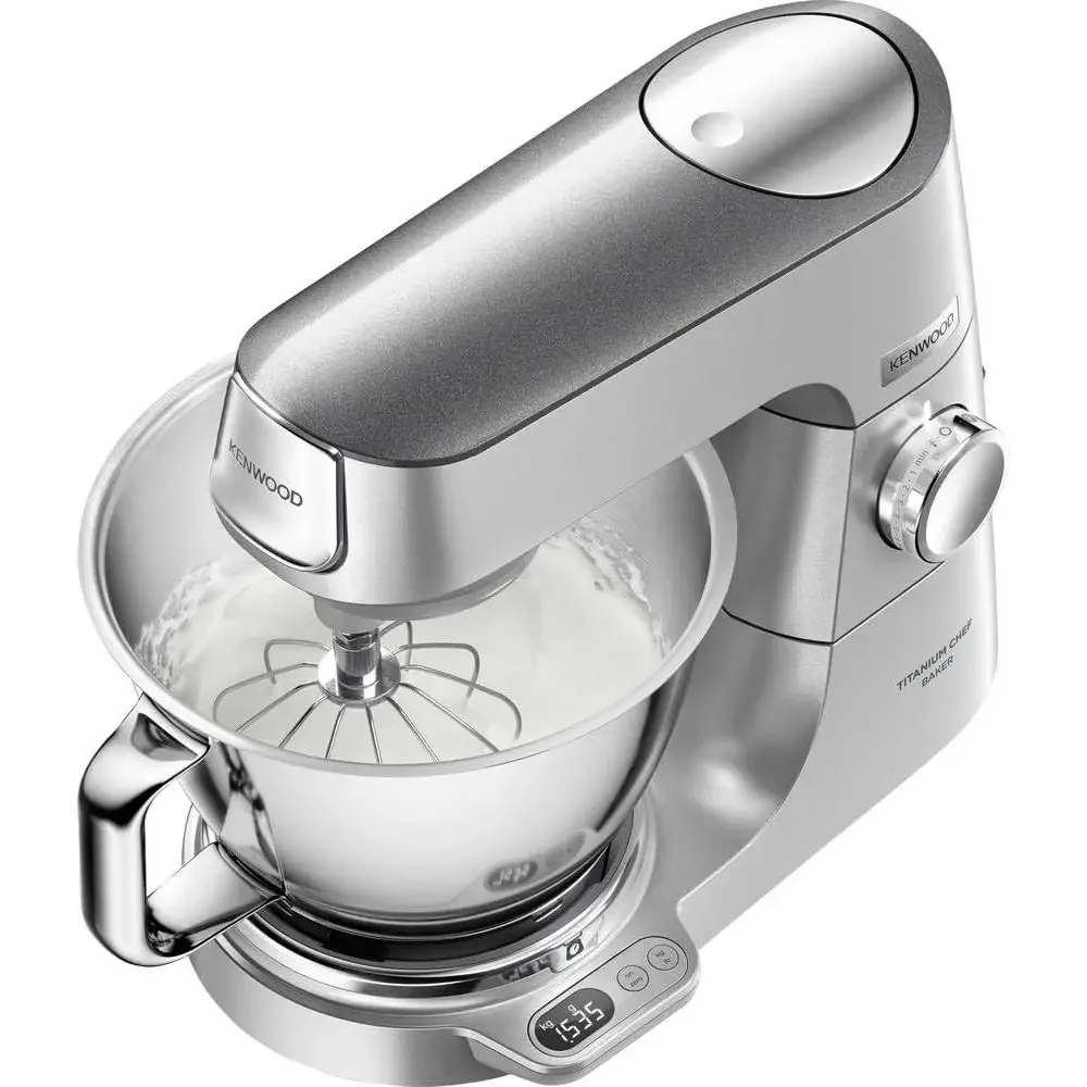

KVC85.124SI Titanium Chef Baker with built-in 13.2 lbs (6 kg) scale, 3.7 qt (3.5L) and 5.3 qt (5L) bowls, whisks and mixer inclu