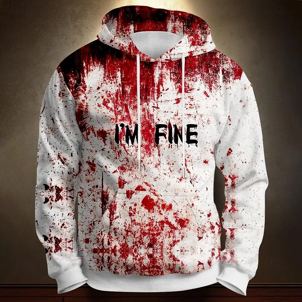 

I'M Fine Bloody 3D printed men's hooded Problem Solved hooded drawstring pocket sweatshirt men women hip hop Harajuku Pullovers