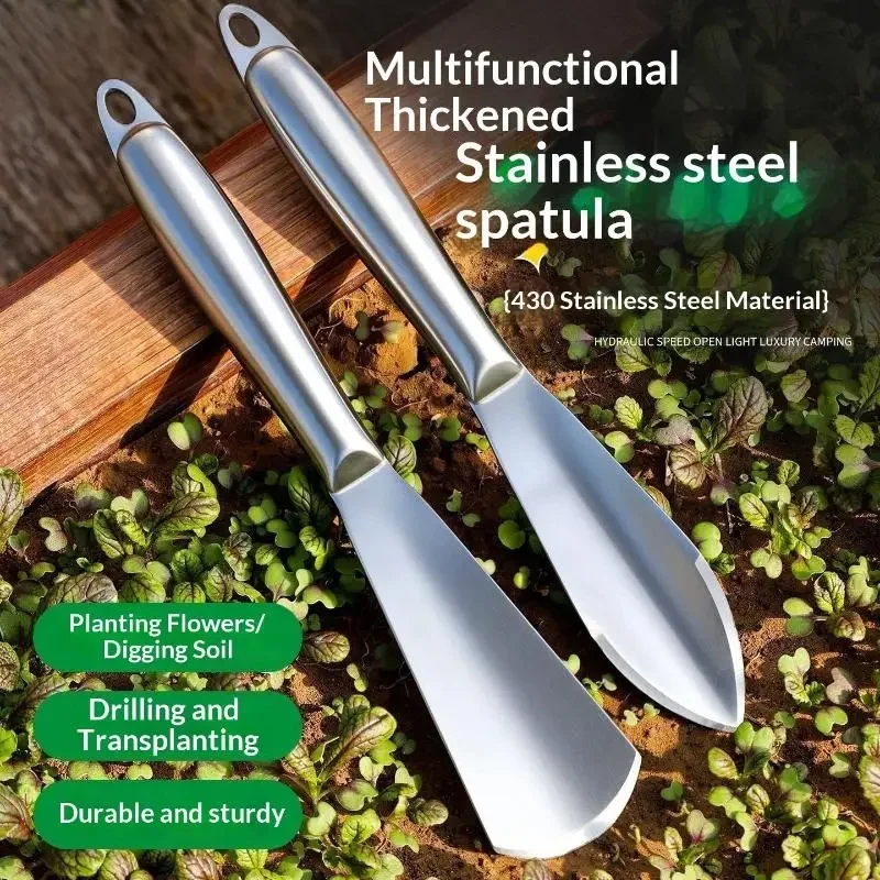 All-in-One Stainless Steel Garden Trowel – Multi-Purpose Tool for Planting, Digging Soil, Harvesting Wild Vegetables