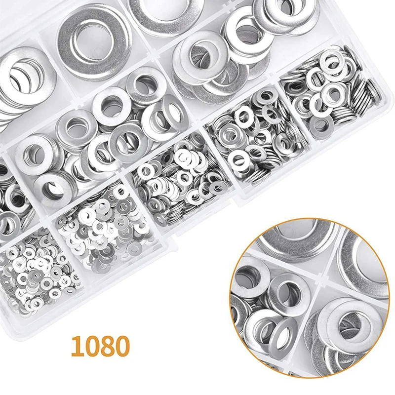 WieshammSet-Rondelles Plates en Acier Inoxydable, 1080 Pièces, 11 Tan