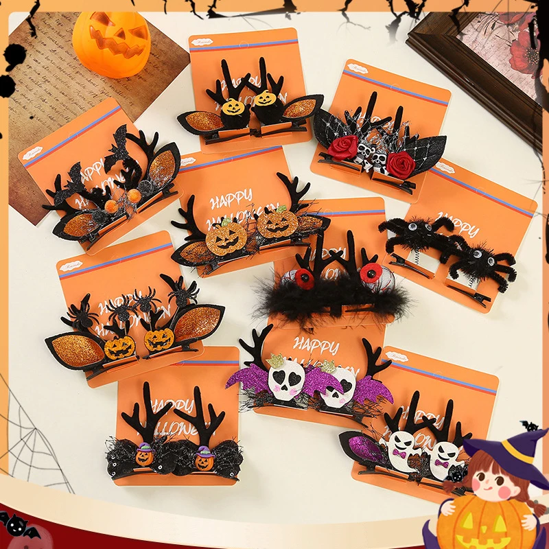 Hot Halloween Creative Witch Evil Pumpkin Antlers Funny Bats Children's Dress Up Hairpins Adult Festival Party Hair Accessories