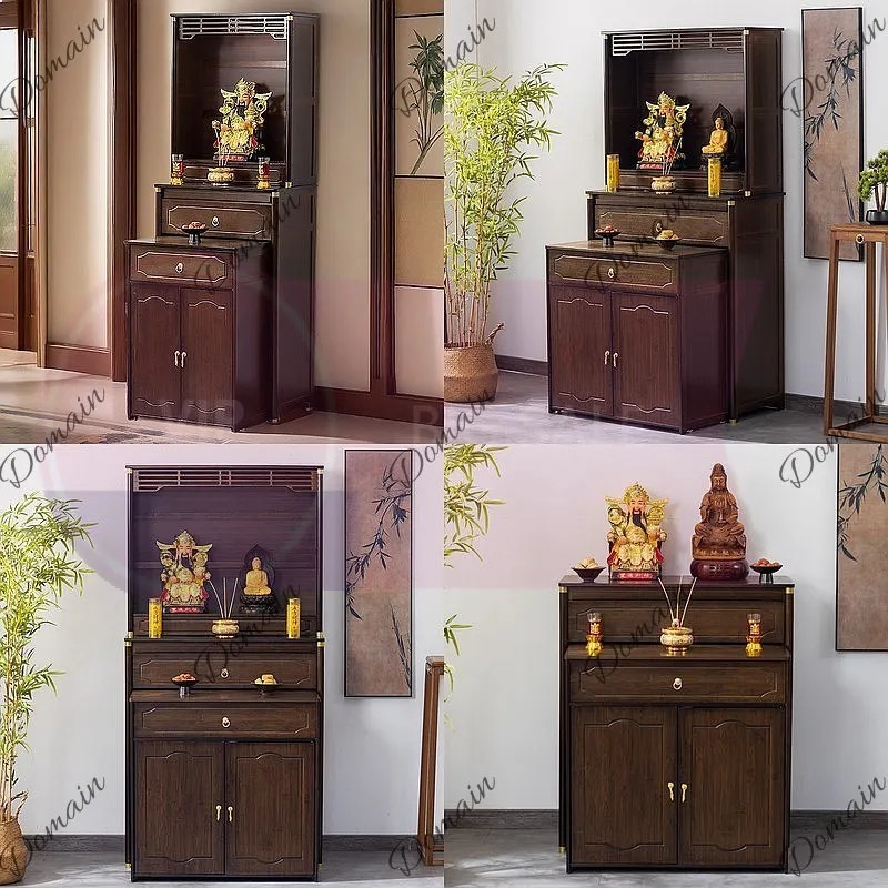 QA New Chinese Style Shrine Cabinet for God of Wealth Home Altar Table Worship Stand Non-Solid Wood