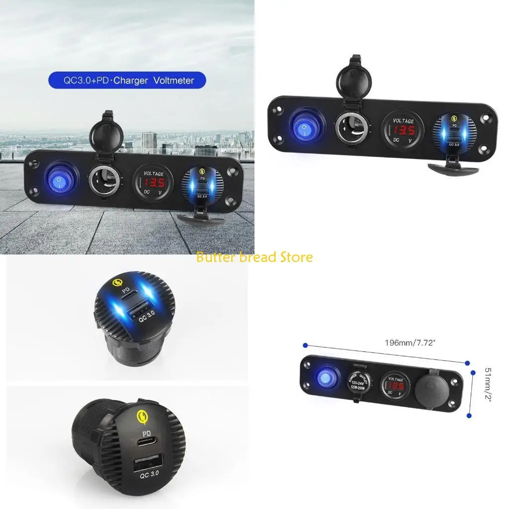 W89C Multifunctional Waterproof Car Socket with On/off Power Switch for Notebook Computer Mobile Phones Accessories