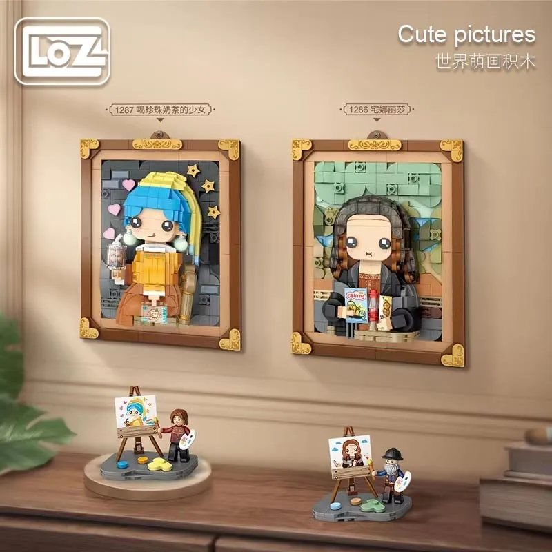 Loz World Cute Painting Famous Painting Building Blocks Stereograph Small Particles Mona Lisa Girl Wearing Pearl Earrings