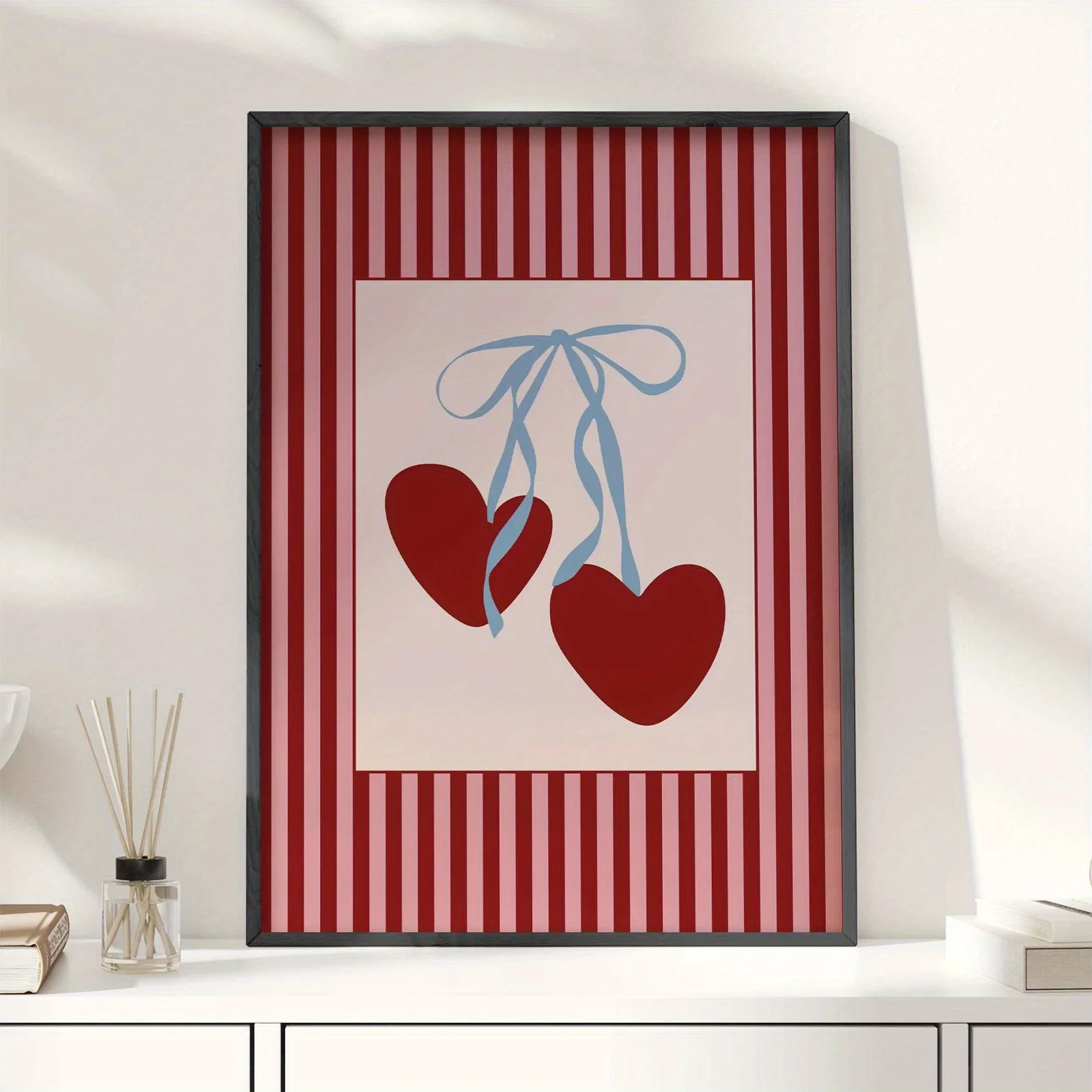 2D Flat, 1pc Vertical Minimalist Cherry Dopamine Poster - Modern Suitable for Bedroom,, Wall Decor - High-Definition Inkjet P