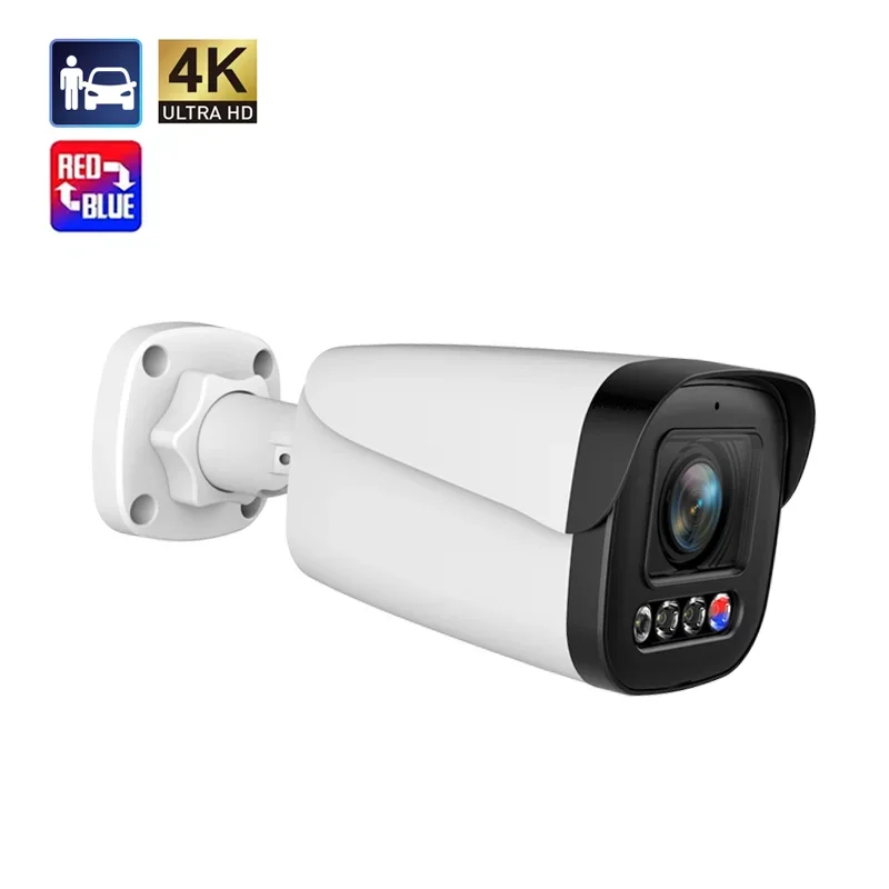 

2026 8MP POE IP CCTV Camera Colorful Night Vision IP66 Waterproof Bullet Sound Light Alarm for Home Security Supports SD Card St