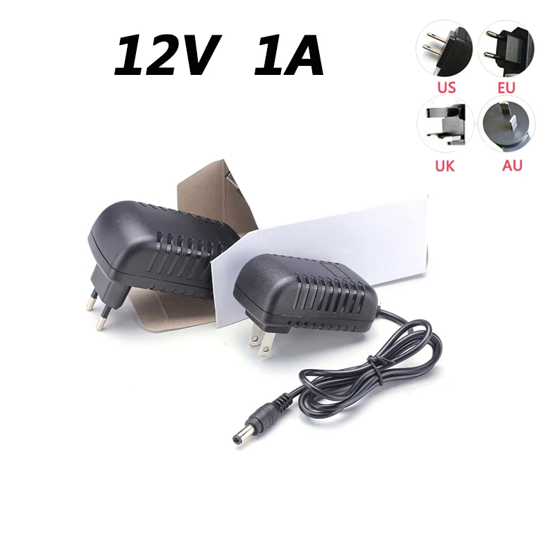 DC Power supply 12W 12V 1A Telephone TV Box Power Adapter DC L-type Orifice 3.5*1.35MM EU Plug US Plug