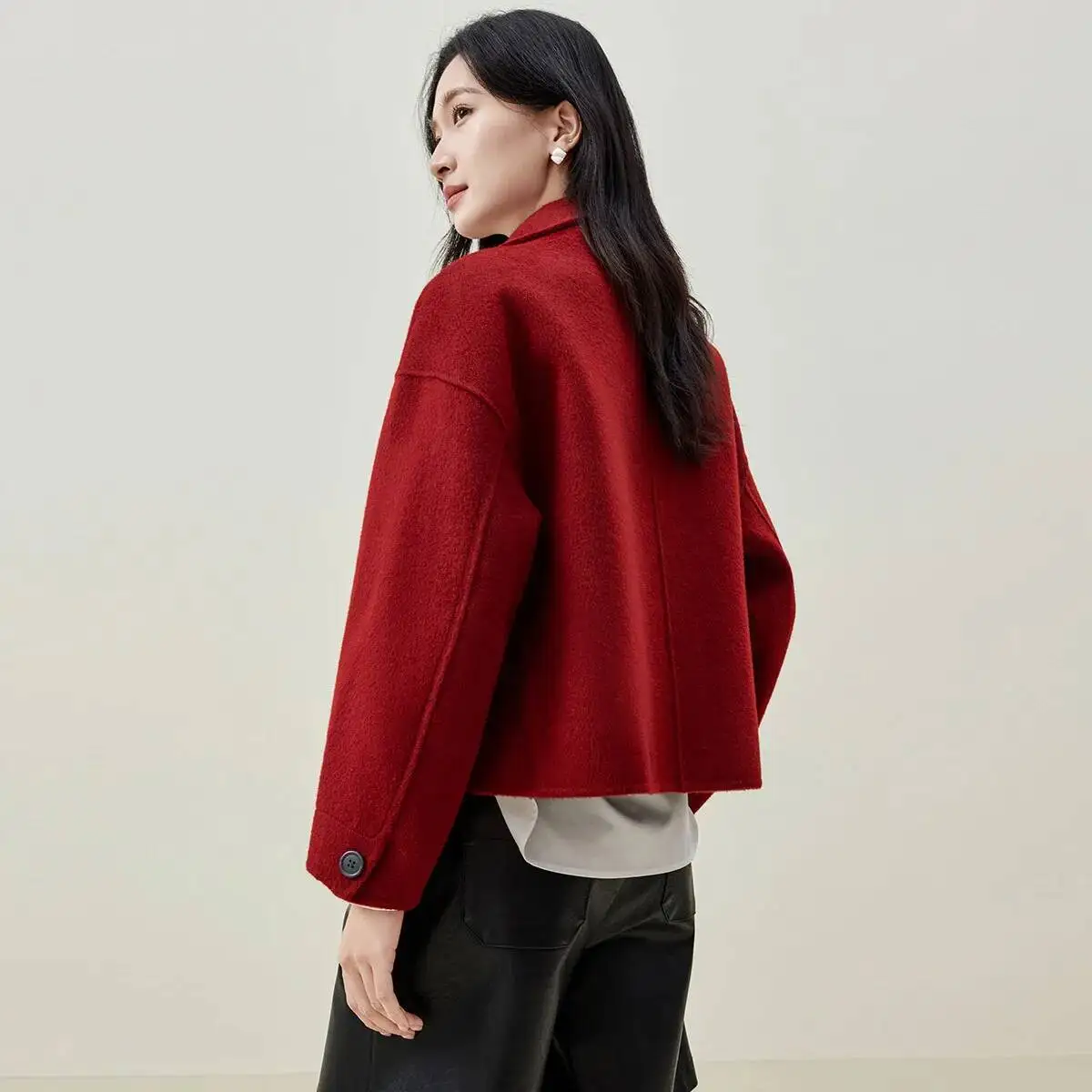 UMI MAO 100% Wool Coats For Women Winter Jackets Stand Collar Double Sided Short Outerwear Female Clothes Woolen Coat