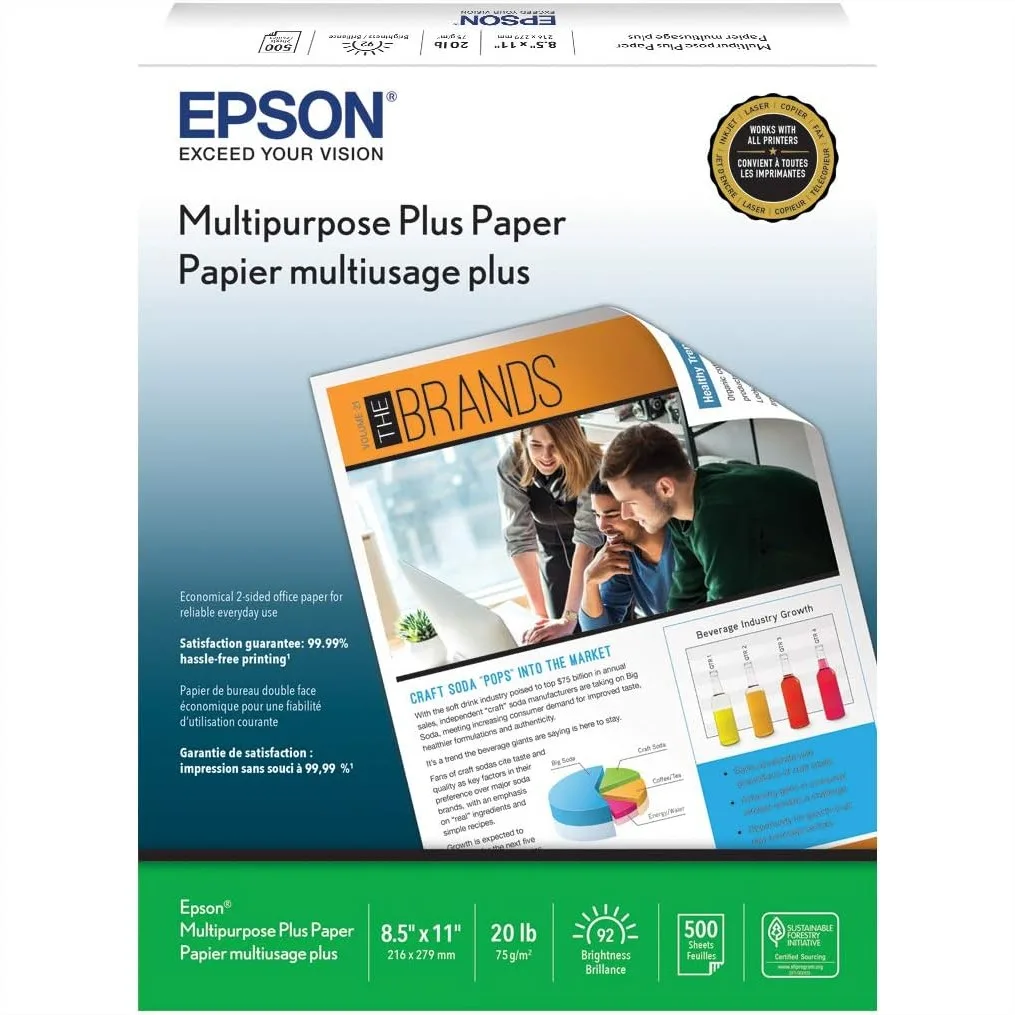 Multipurpose Paper 8.5x11 500 Sheets for Inkjet & Laser Printers, Bright Colors