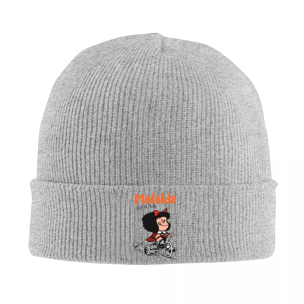 Mafalda Quino Go Bicycle Knitted Hat Beanie Autumn Winter Hats Warm Casual Anime Cap Men Women Gift