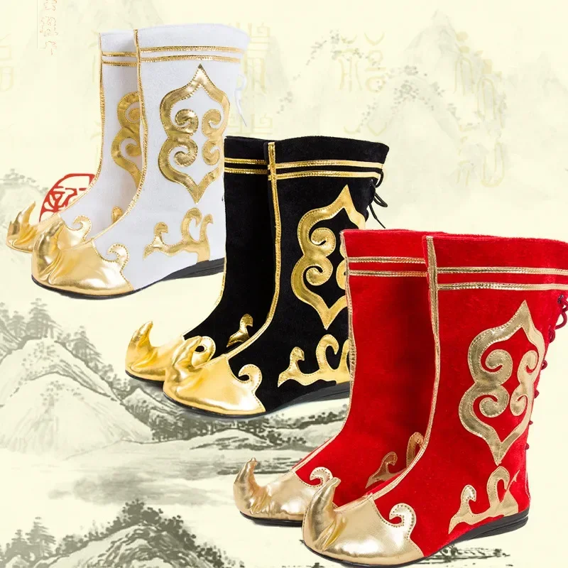 Chinese Mongolian Sun Wu Kong Monkey King Shoes Swordsman Knight Cosplay Minority National Dance Boots MN8