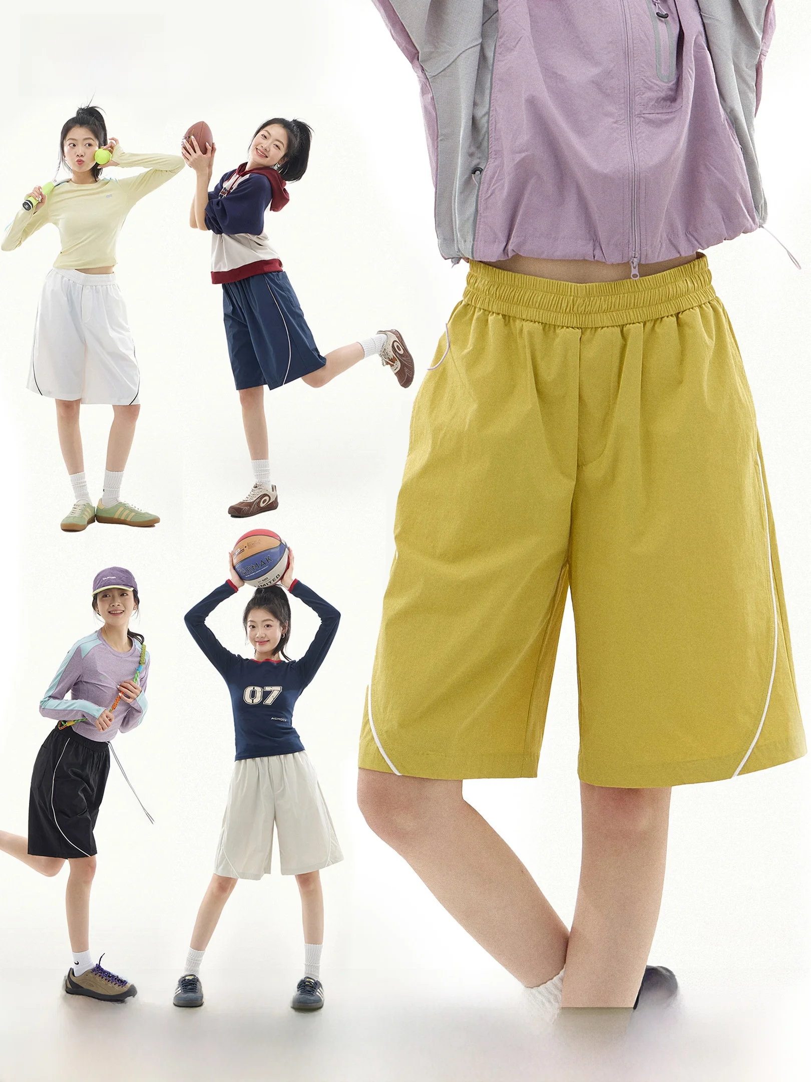 

Женские летние тонкие свободные дышащие быстросохнущие шорты-бермуды Beetle Town в американском стиле для активного отдыха