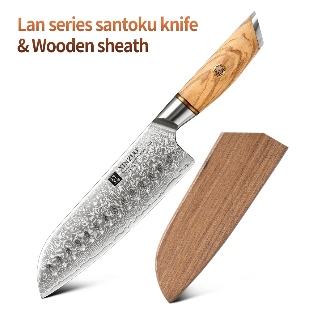 XINZUO 7'' Zoll Santoku Messer 73 Schichten Echt Damast Stahl Muster Messer Professionelle Scharfe Klinge Gemüse Messer Kochen Werkzeug