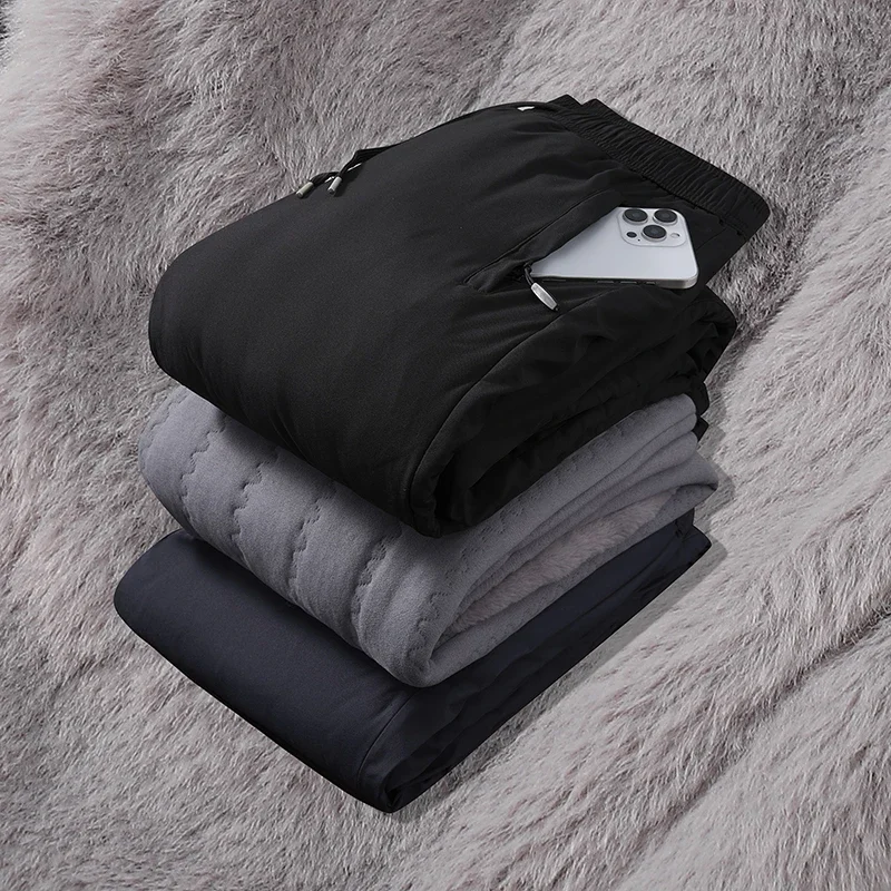 Winter Thick Coat Cotton Pants with Fleece for Warmth Lamb Fleece Knee Protectors Cold Resistant Pants Casual Pants