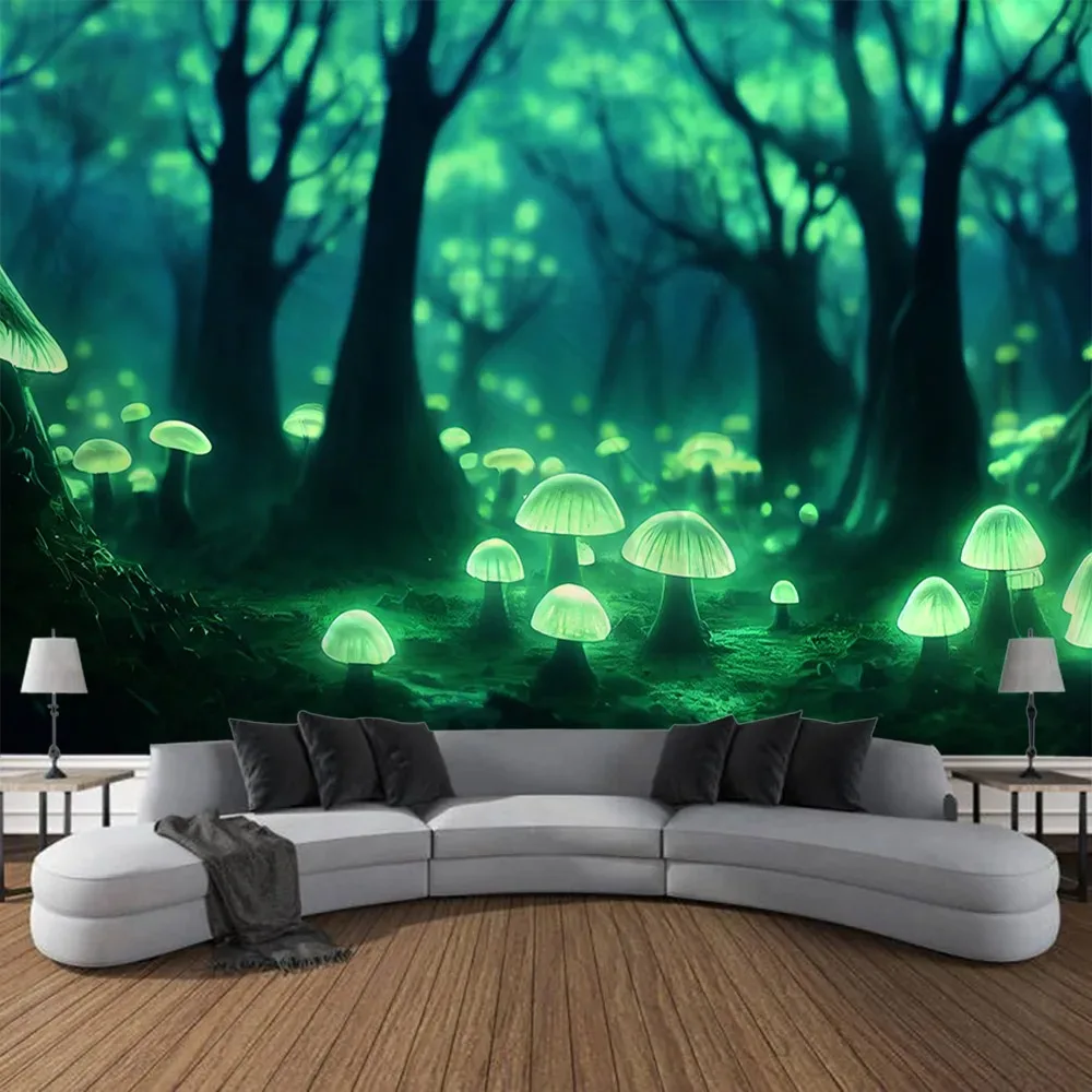 Fairy Tale Mushroom Forest Wall Decor Tapestry Home Living Room Tapestry