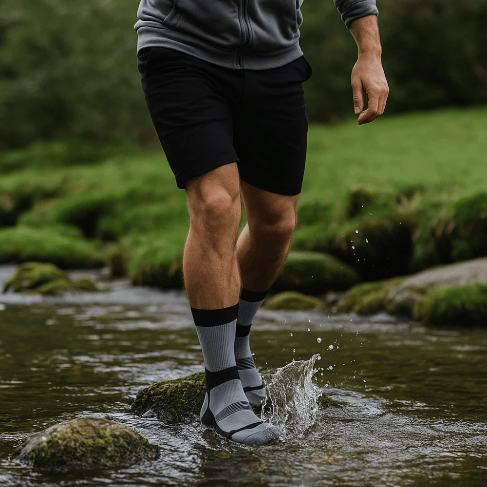 Warme Socken, dicke Herren, wasserdichte Socken, bequeme, atmungsaktive Skisocken, feuchtigkeitsableitende, verschleißfeste Outdoor-Socken, Wandern