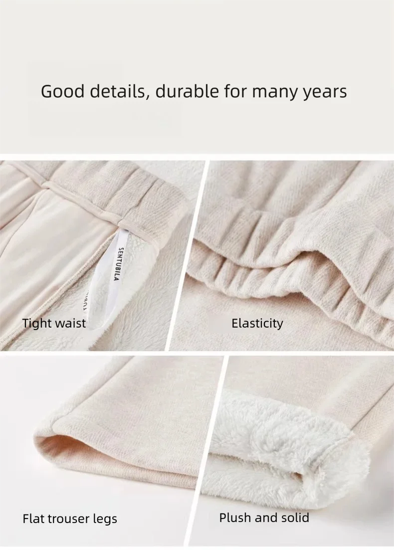 SENTUBILA Fleece-gefütterte Hosen für Damen 2026 Winter Acetat Elastischer Bund Weites Bein Lässige Vielseitige Hosen 154KD3652 – Detail 24