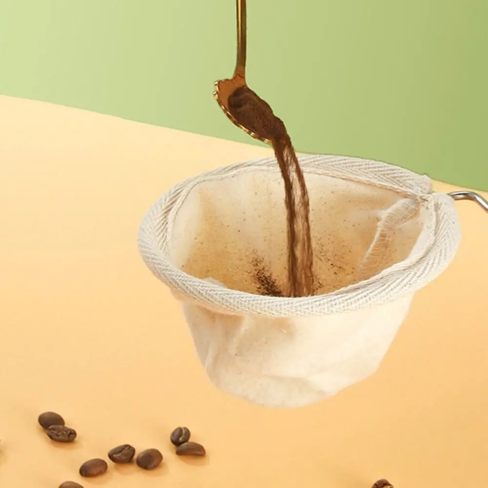 Flannel Cloth Coffee Filter Strainers Reusable Fine Mesh Pour Over Coffee Dripper Hanging Hole Stainless Steel Handle