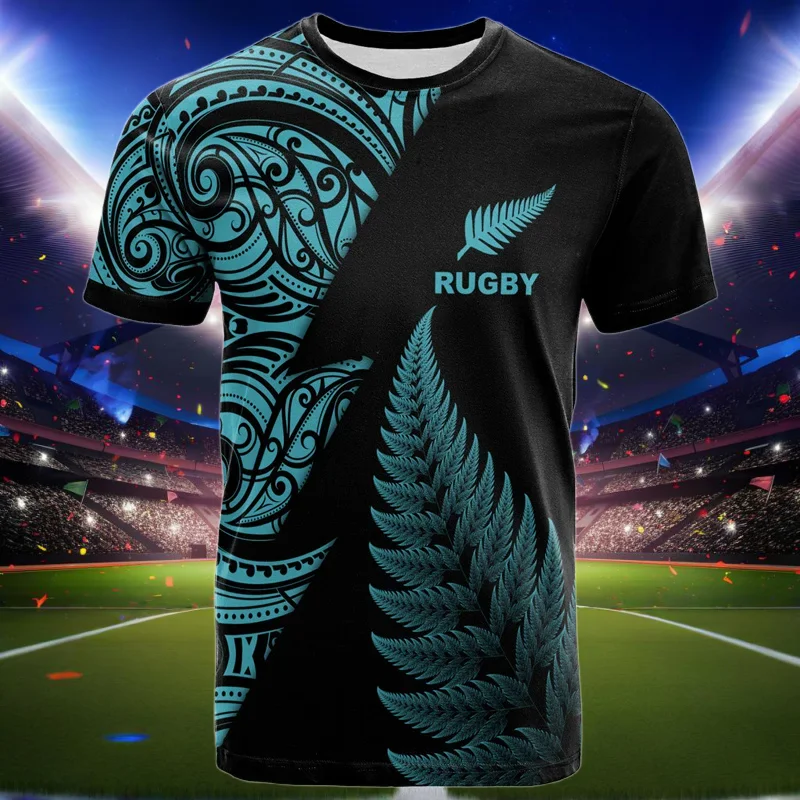 

Summer New Zealand Maori Rugby Ball Printed T-shirt Sports Fitness Men's Quick Drying T-shirt Fashion Hawaiian Sportswear Top