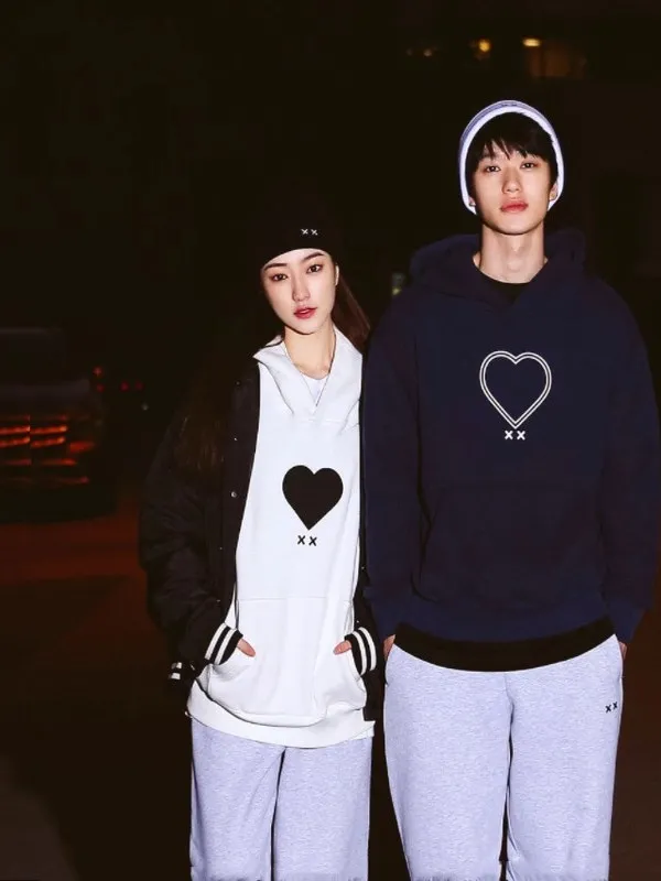 

Толстовка с принтом в виде сердечек Hua Yan Bin, на флисовой подкладке, для пар, уличная одежда, для скейтбординга, очень теплая, утолщенная, с длинными рукавами