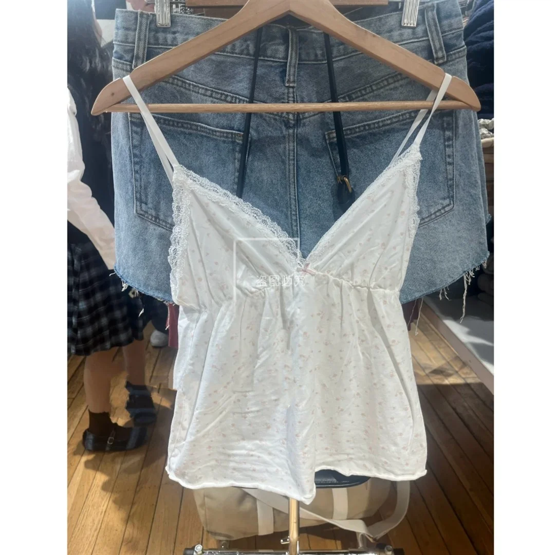 BM American Sle Spicy Girl Floral Lace Trim Csole Vest Dames Slim Fit Inner Wear Basislaag ort Top